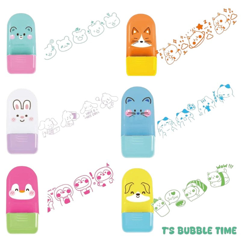 Set 2 timbrini roller decorativi tinta unita collezione bubble tea, 3 colori diversi disponibili