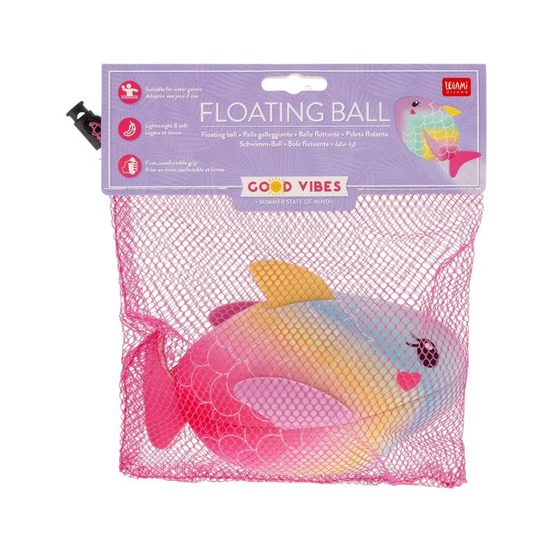 Palla galleggiante Legami Unicorn Fish: pesciolino arcobaleno in neoprene, 17x13cm, 74g. Non affonda mai, facile da afferrare. Giocattolo acquatico magico!
