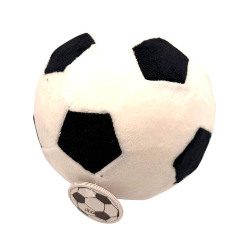 Cuscino squishy pallone calcio I-Total: memory form morbidissimo, pelo soft bianco e nero. Regalo originale e antistress per appassionati di calcio!
