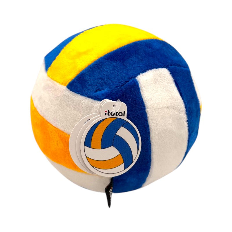 Cuscino squishy pallone pallavolo I-Total: memory form morbidissimo, pelo soft nei colori blu bianco giallo. Regalo originale per appassionate di volley!
