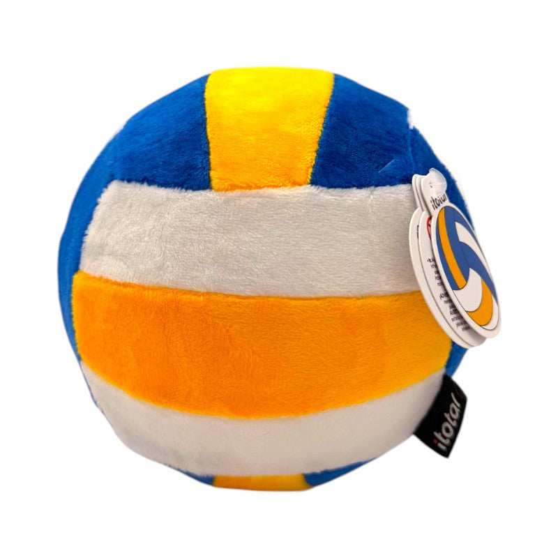 Cuscino squishy pallone pallavolo I-Total: memory form morbidissimo, pelo soft nei colori blu bianco giallo. Regalo originale per appassionate di volley!

