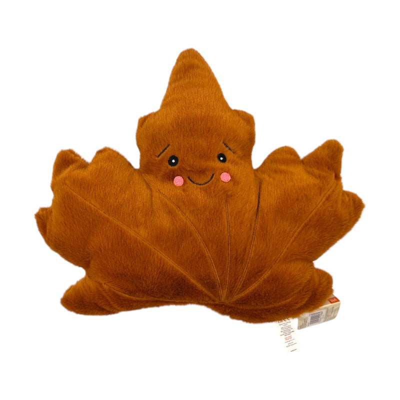 Cuscino peluche Foglia d'Acero 48cm: design kawaii autunnale, morbido peluche, disponibile in marrone e arancione. Scoprilo ora! 