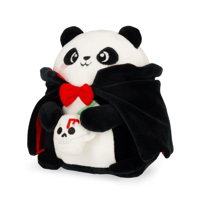 Peluche Super Soft Legami Panda Vampiro: mantello, papillon, dettaglio tazza teschio. Il pupazzo Halloween da abbracciare! Scoprilo ora
