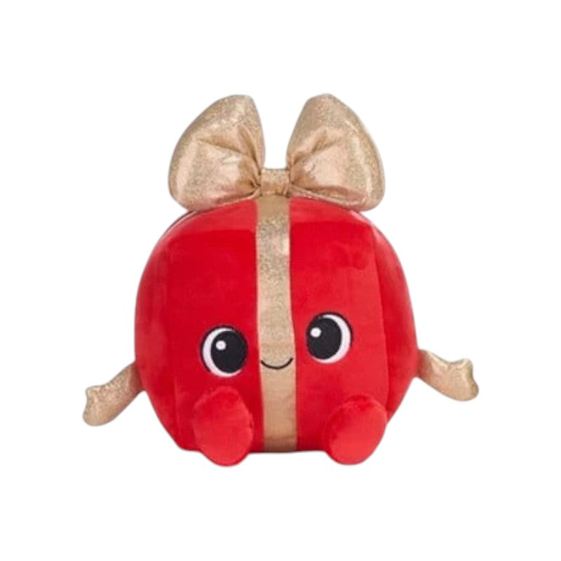 Bellissimo Peluche Natalizio super soffice e super morbido a forma di Pacchetto regalo con fiocco dorato