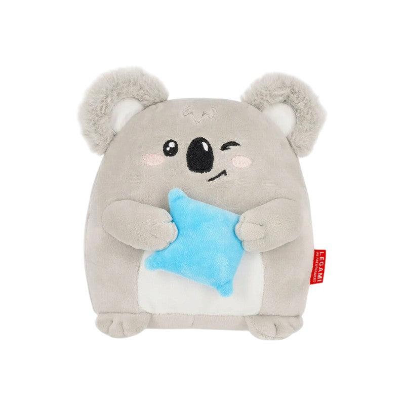 Peluche Legami Koala morbidissimo con cuscino azzurro e musetto ricamato: tenero e paffuto, idea regalo kawaii. Su Viano Shop!
