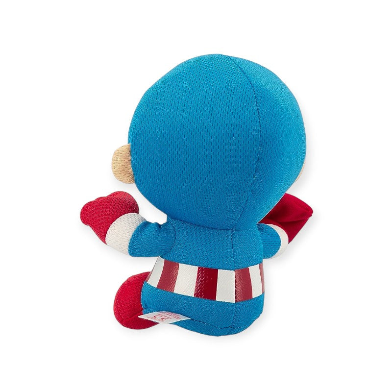 Peluche originale marvel Captain America. Il fantastico pupazzo del supereroe Made in Usa più amato di tutti. Ottima idea regalo per gli appassionati Marvel. Qualità altissima con finitura perfetta nei dettagli e nello scudo.