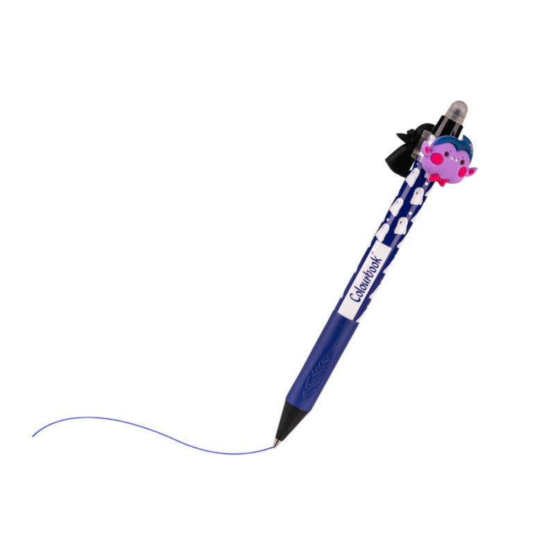 Penna gel cancellabile Colourbook Trick or Treat con topper Halloween che gira a 360°, inchiostro blu. Scoprila su Viano Shop!