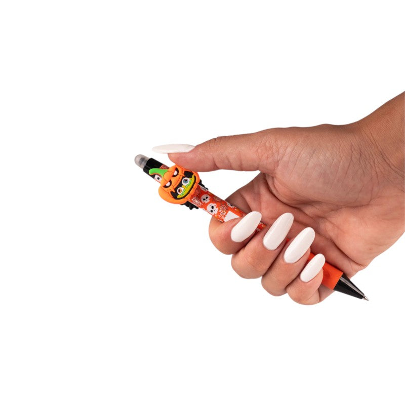 Penna gel cancellabile Colourbook Trick or Treat con topper Halloween che gira a 360°, inchiostro blu. Scoprila su Viano Shop!