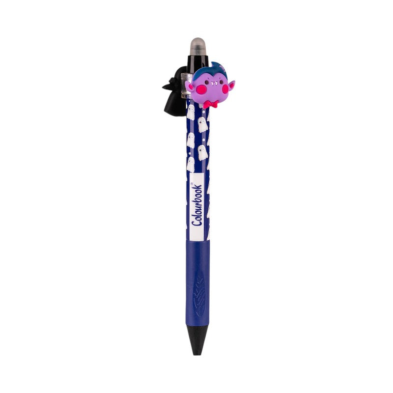Penna gel cancellabile Colourbook Trick or Treat con topper Halloween che gira a 360°, inchiostro blu. Scoprila su Viano Shop!