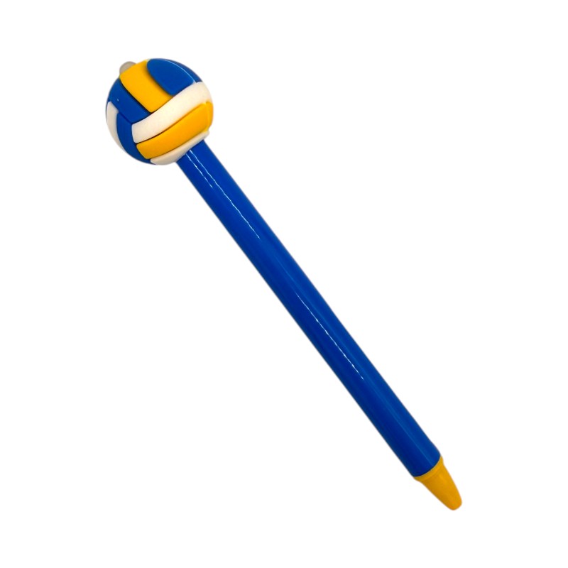 Penne cancellabili sport I-Total: topper 3D pallone in silicone, inchiostro blu. Calcio, basket, tennis e volley. Regalo originale per bambini sportivi!
