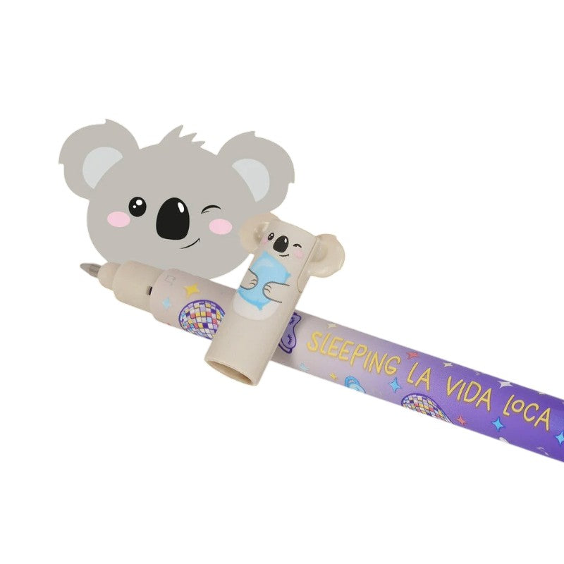 Penna cancellabile Legami Koala Sleeping La Vida Loca con inchiostro gel blu e gommino: kawaii per scuola e ufficio. Su Viano Shop!