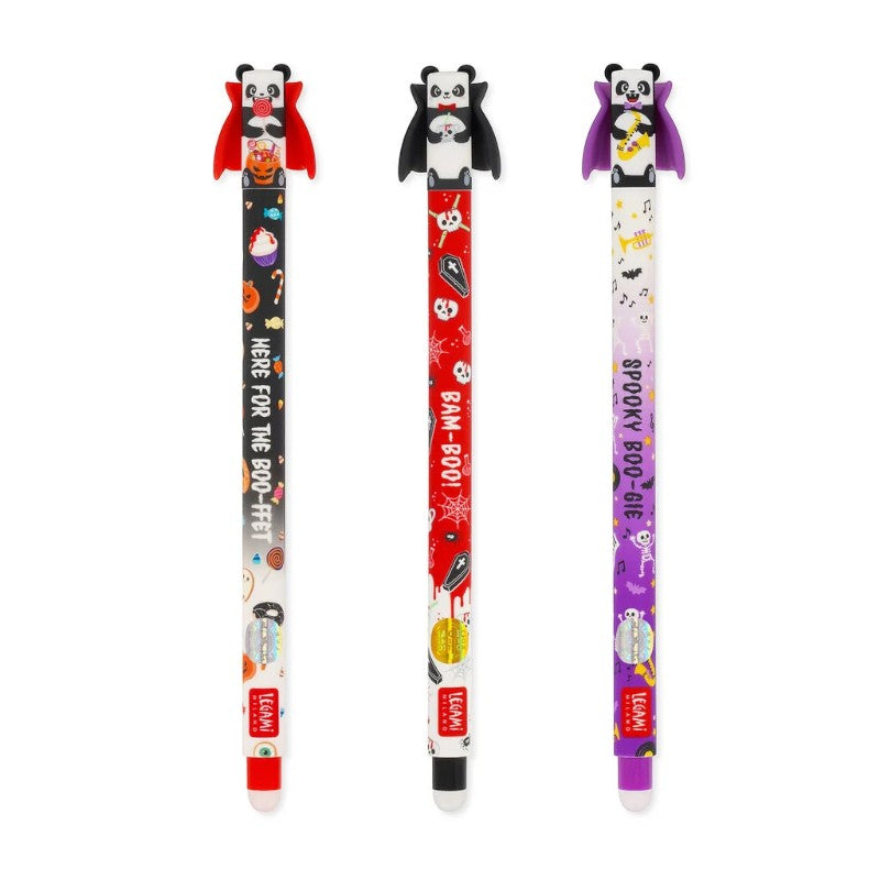 Penna cancellabile Legami Spooky Party Collection: blind box a sorpresa, topper panda glow in the dark. 1 su 25 è Gold Edition! Scoprila