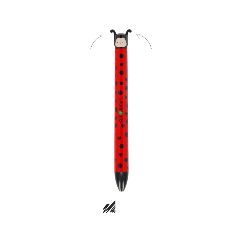 Bellissima penna a sfera legami Click&amp;clak due colori a tema Coccinella