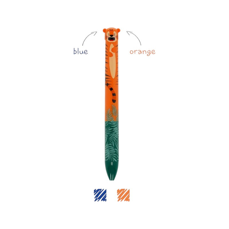 Bellissima penna a gel legami Click&clak due colori a tema tigre