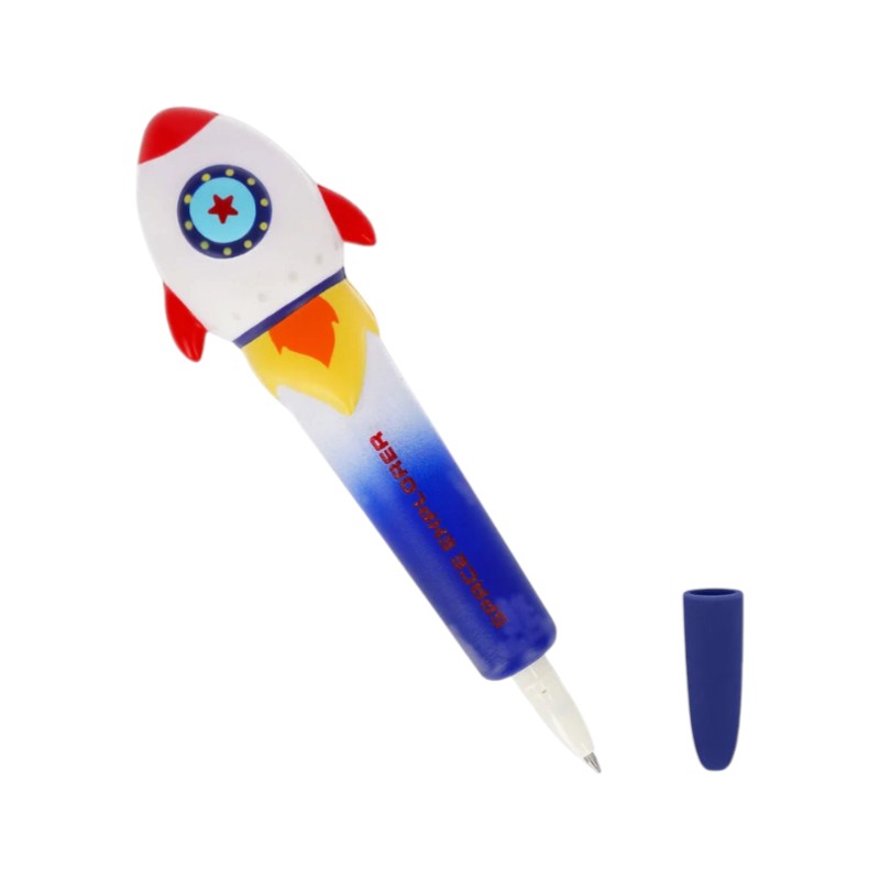 Penna squishy Legami Razzo Space Explorer: penna antistress morbida da stringere, a forma di razzo spaziale. Idea regalo kawaii su Viano Shop!