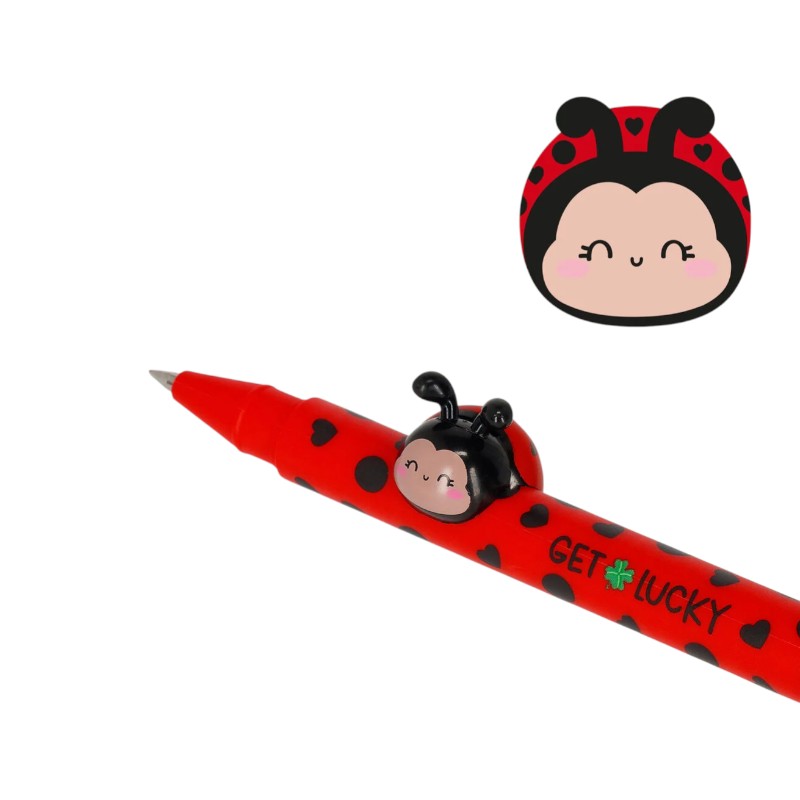 Bellissima penna a gel Legami Lovely Friends con animaletto rimovibile 3D a forma di coccinella