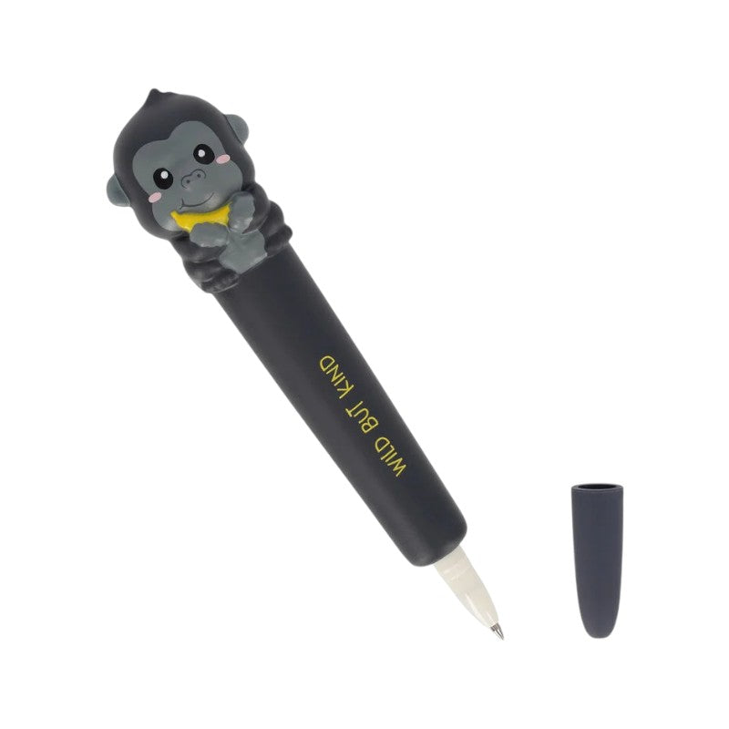 Penna squishy Legami Gorilla Wild But Kind: topper antistress, inchiostro nero. La penna kawaii da collezione con animale selvatico!