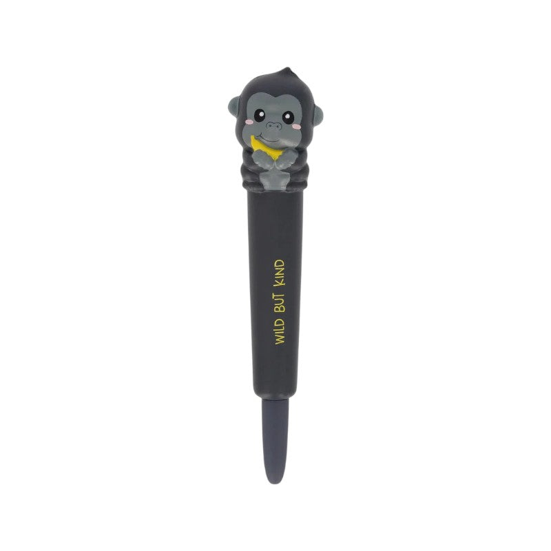 Penna squishy Legami Gorilla Wild But Kind: topper antistress, inchiostro nero. La penna kawaii da collezione con animale selvatico!