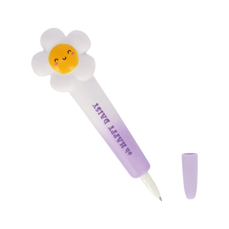 Penna squishy Legami Margherita Oh Happy Daisy: topper antistress, inchiostro nero. La penna kawaii floreale da collezione! Scoprila