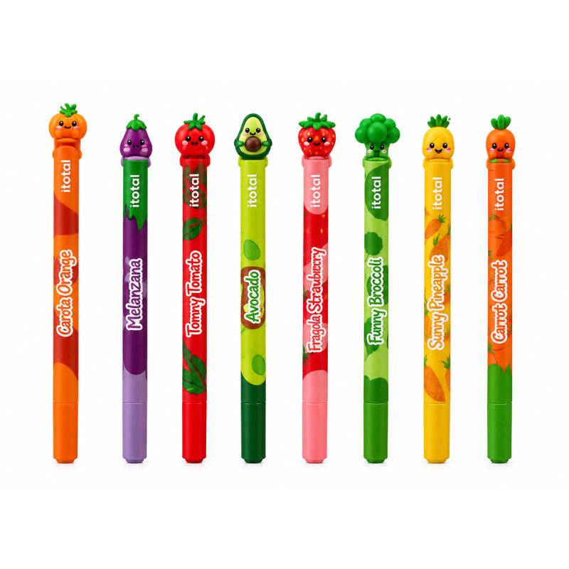 Penna cancellabile iTotal Climby Frutta e Verdura: topper 3D kawaii, inchiostro cancellabile. La penna da collezione golosa! Scoprila 