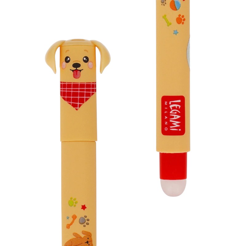 Penne cancellabili Legami Fur-ever Friends: 3 penne con topper cagnolini 3D, inchiostro rosso blu nero, punta 0,7mm, ricaricabili. Limited edition kawaii!
