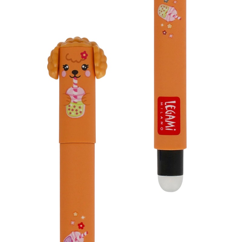 Penne cancellabili Legami Fur-ever Friends: 3 penne con topper cagnolini 3D, inchiostro rosso blu nero, punta 0,7mm, ricaricabili. Limited edition kawaii!
