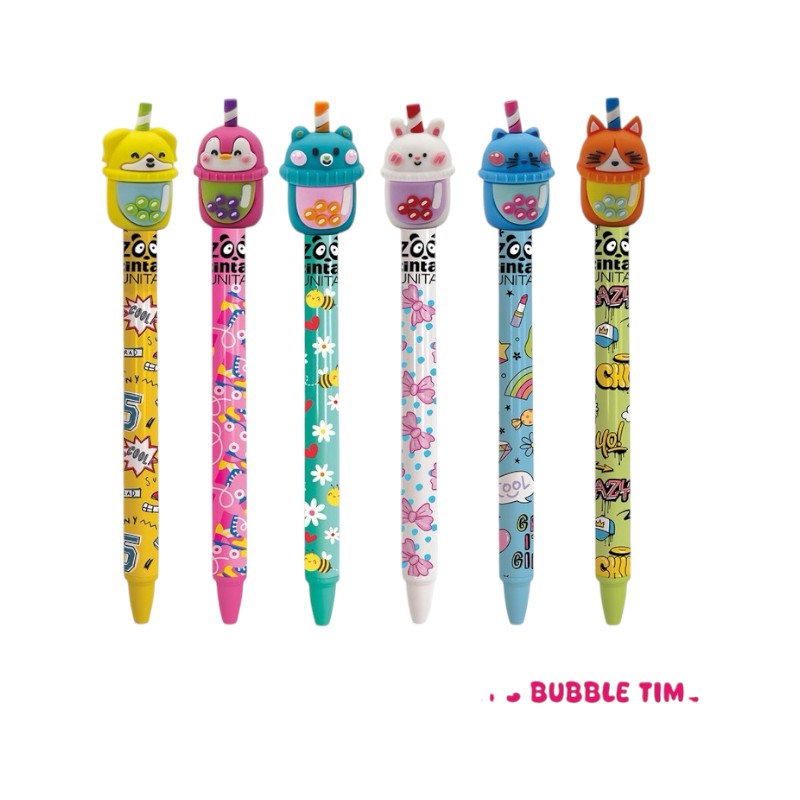 Set 6 penne cancellabili tinta unita limited edition bubble tea
