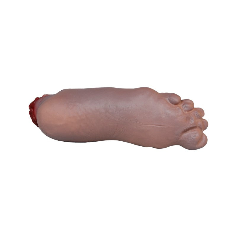 Piede mozzato finto di Halloween con effetto sangue realistico: decorazione horror per scherzi, feste a tema e case infestate. Su Viano Shop!