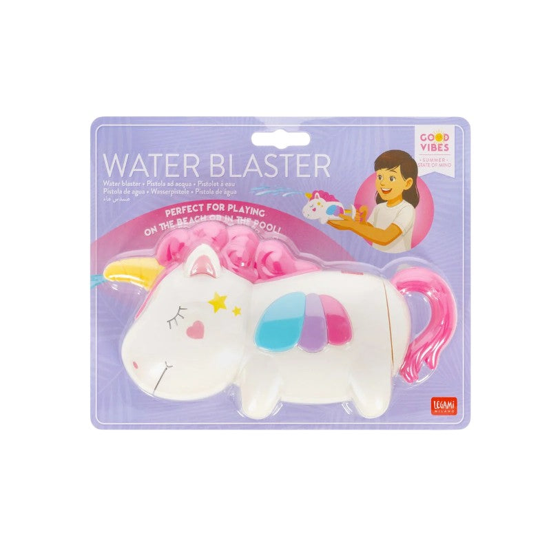 Water blaster Legami Unicorno: pistola acqua a stantuffo, 65ml, getto fino a 5m. Design unicorno kawaii bianco e arcobaleno. Il giocattolo estivo più magico!
