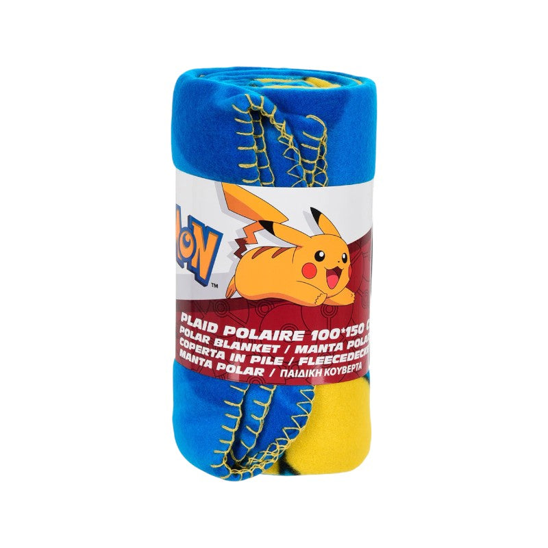 Bellissimo plaid in pile a tema pokemon con Pikachu in primo piano