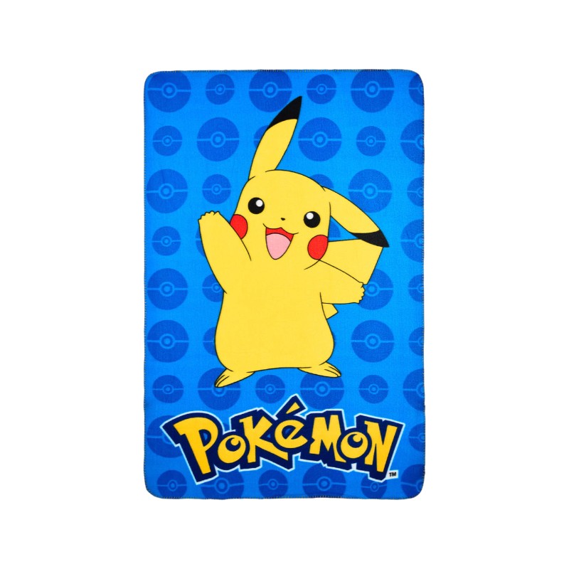 Bellissimo plaid in pile a tema pokemon con Pikachu in primo piano