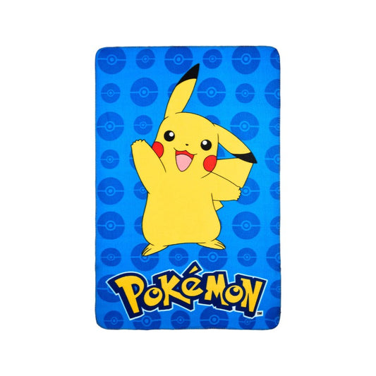 Bellissimo plaid in pile a tema pokemon con Pikachu in primo piano