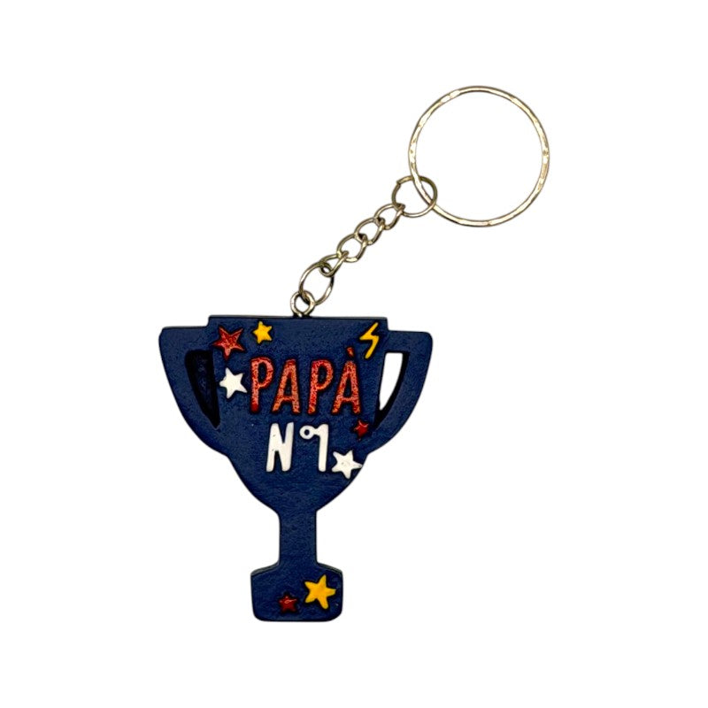 Portachiavi regalo in legno per la festa del papà a forma di: macchina, vespa, coppa e scritta