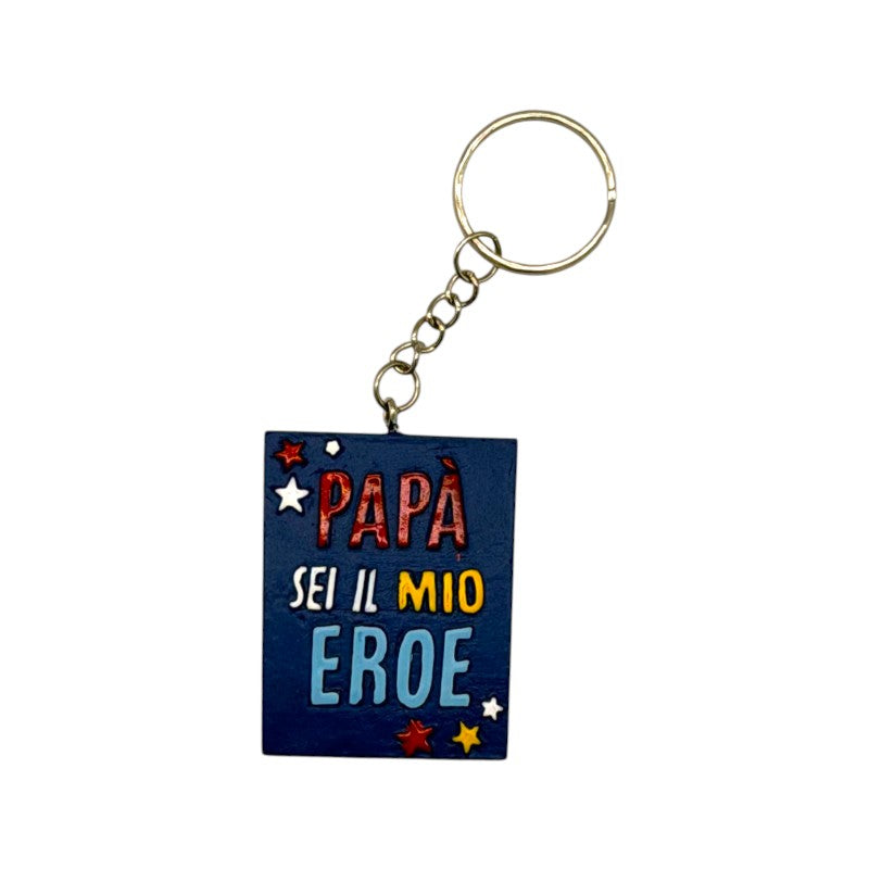 Portachiavi regalo in legno per la festa del papà a forma di: macchina, vespa, coppa e scritta