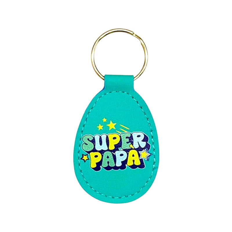 Portachiavi in ecopelle per la festa del papà con la scritta: Super papà ti voglio bene