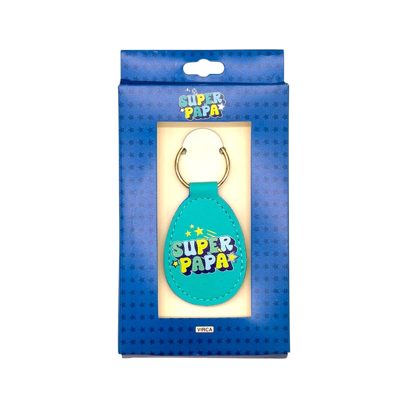 Portachiavi in ecopelle per la festa del papà con la scritta: Super papà ti voglio bene