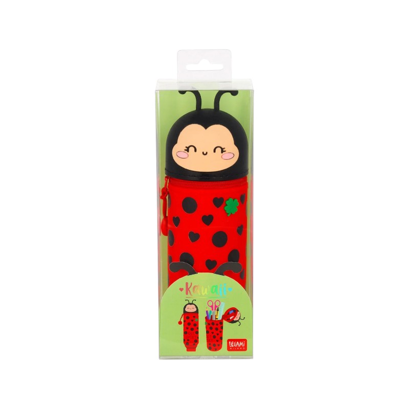 Astuccio portapenne kawaii per scuola in silicone morbido a forma di coccinella