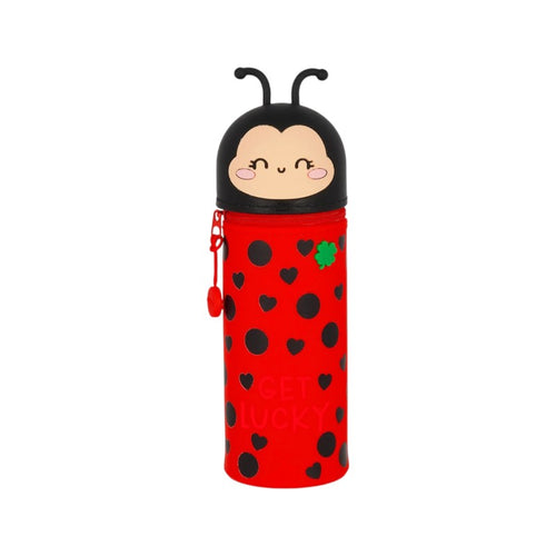 Astuccio portapenne kawaii per scuola in silicone morbido a forma di coccinella