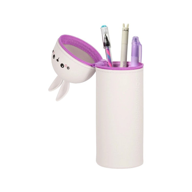 Astuccio portapenne kawaii per scuola in silicone morbido a forma di coniglietto