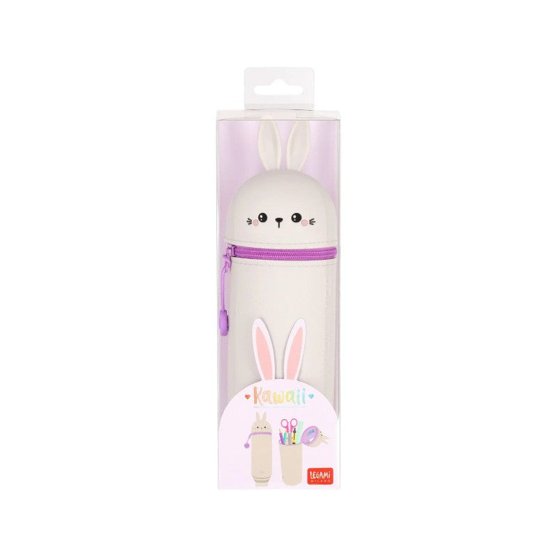 Astuccio portapenne kawaii per scuola in silicone morbido a forma di coniglietto