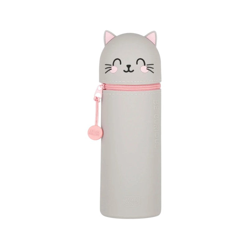 Astuccio portapenne kawaii per scuola in silicone morbido a forma di gattino