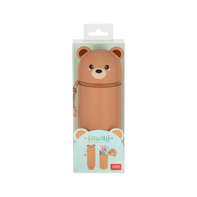 Astuccio portapenne kawaii per scuola in silicone morbido a forma di orsetto