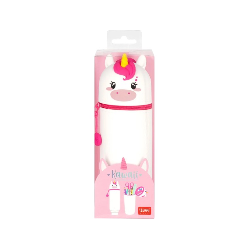 Astuccio portapenne kawaii per scuola in silicone morbido a forma di unicorno