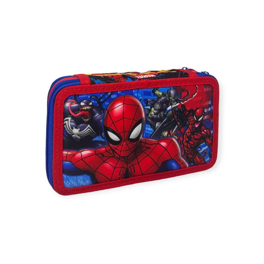 Fantastico astuccio a tre scomparti composto da matite e pennarelli Giotto a tema Spiderman