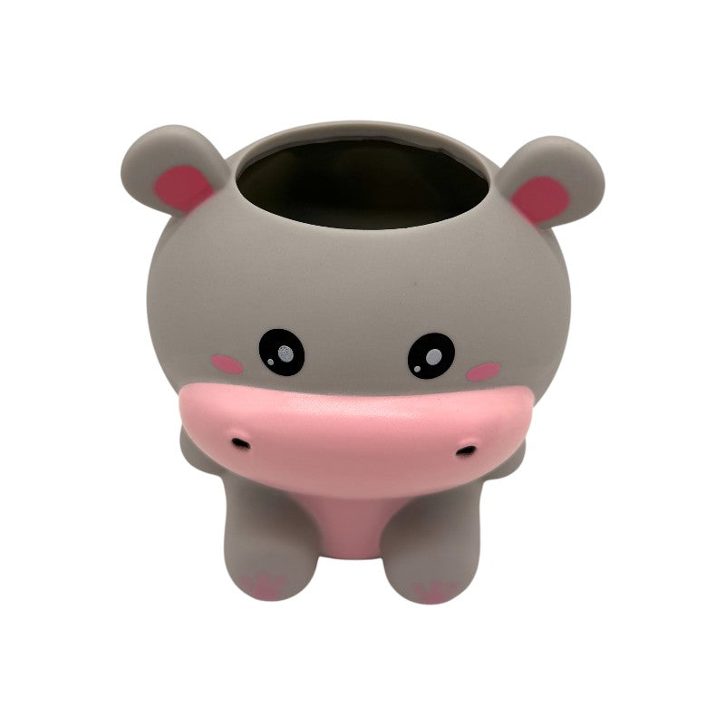 Portapenne kawaii in PVC per scrivania e cameretta a forma di ippopotamo