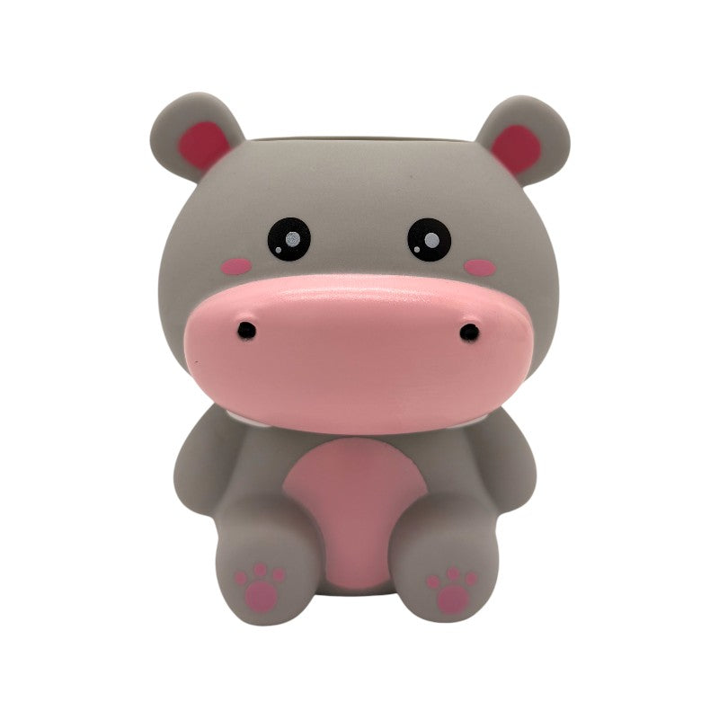 Portapenne kawaii in PVC per scrivania e cameretta a forma di ippopotamo