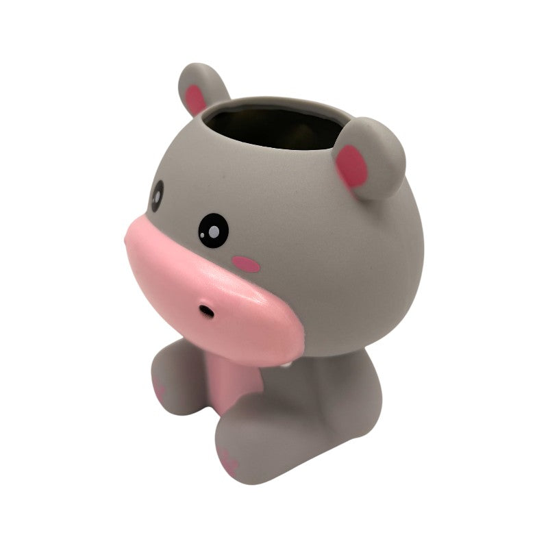 Portapenne kawaii in PVC per scrivania e cameretta a forma di ippopotamo