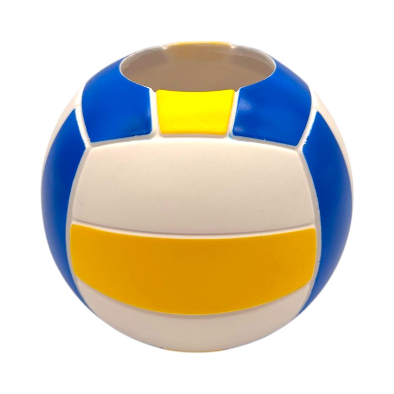 Portapenne scrivania I-Total Pallavolo in PVC: forma pallone da volley, colori blu bianco giallo. Regalo originale per appassionati di pallavolo. Scoprilo!
