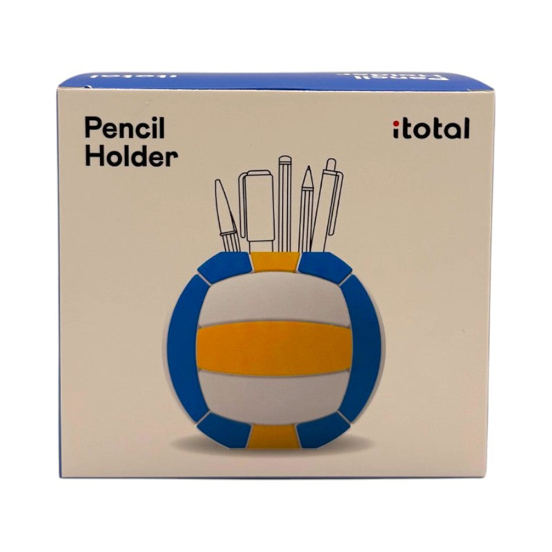 Portapenne scrivania I-Total Pallavolo in PVC: forma pallone da volley, colori blu bianco giallo. Regalo originale per appassionati di pallavolo. Scoprilo!

