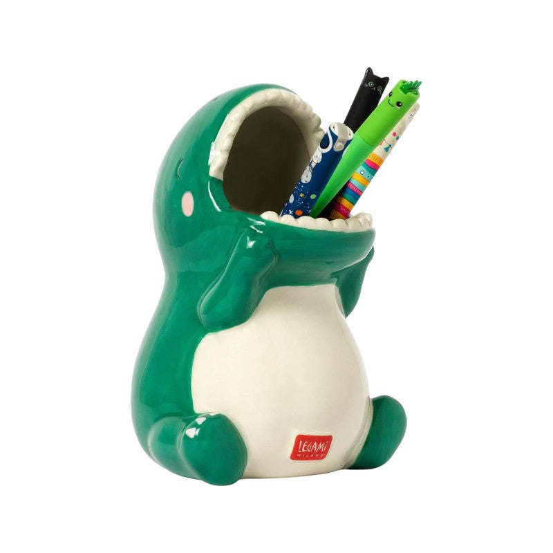 Bellissimo portapenne in ceramica da scrivania legami a forma di Dinosauro